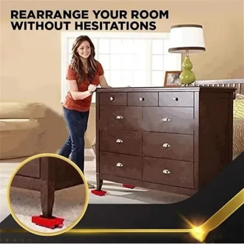 مجموعة أدوات رفع ونقل الأثاث الثقيل بسهولة (4 عجلات دوارة ورافع)