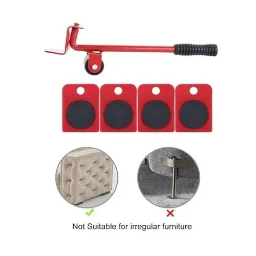 مجموعة أدوات رفع ونقل الأثاث الثقيل بسهولة (4 عجلات دوارة ورافع)