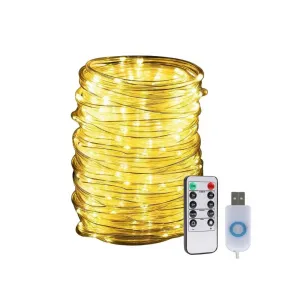 سلسلة أضواء LED أنبوبية بطول 20 متر - مقاومة للماء مع ريموت تحكم (إضاءة دافئة)
